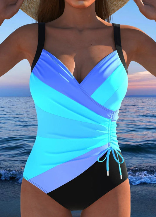 Aurora | Bañador de lujo con escote cruzado y estampado multicolor